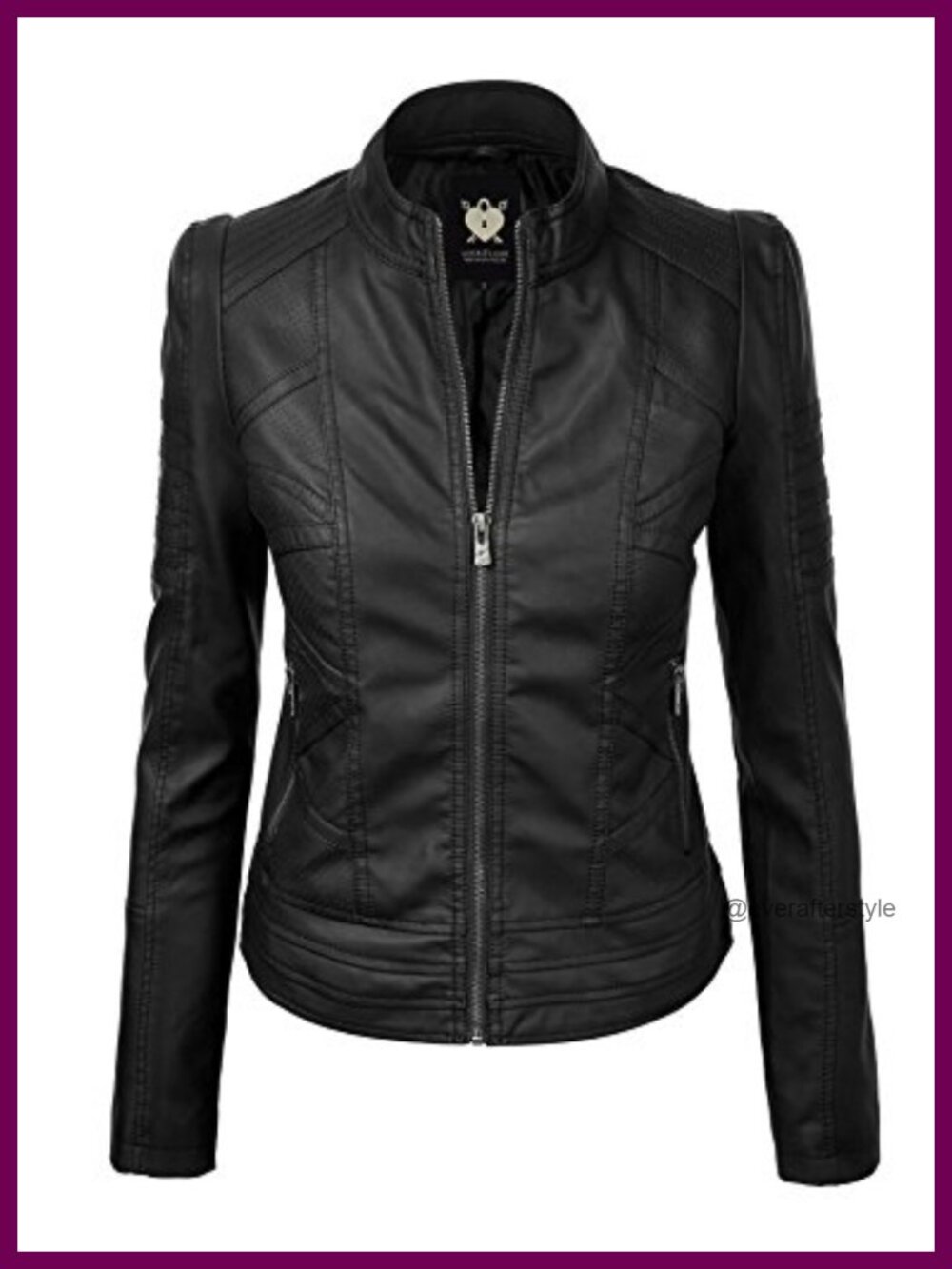 Slim Fit Vegan Leather Moto Jacket Aviator Biker Coat
